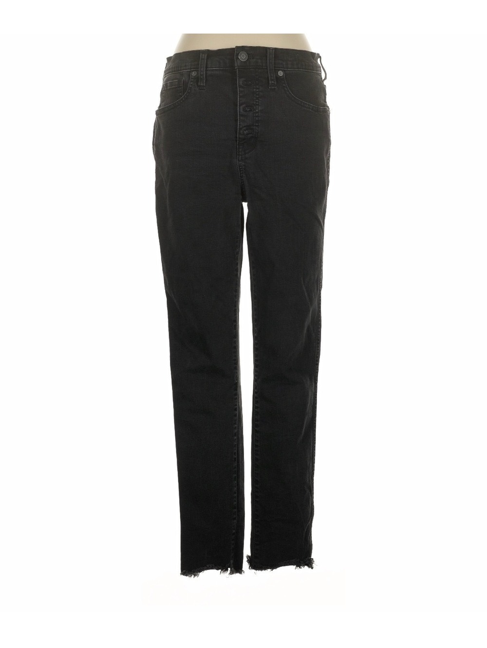 Madewell 10" High-Rise Skinny Jeans Black Raw Hem Size 29